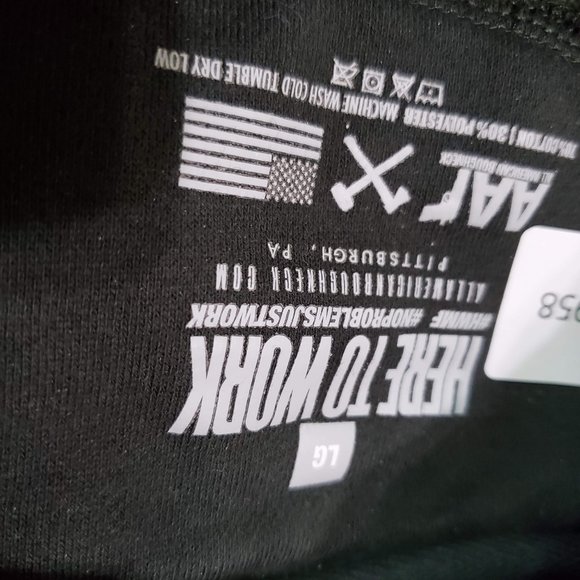 All American Roughneck Men Sweatshirt Large Black Hoodie Logo Pockets READ - Picture 11 of 11